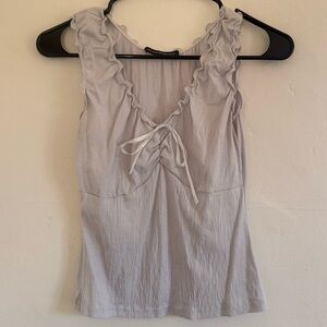 Brandy Melville Light Blue Ruffle V-Neck Tank Top